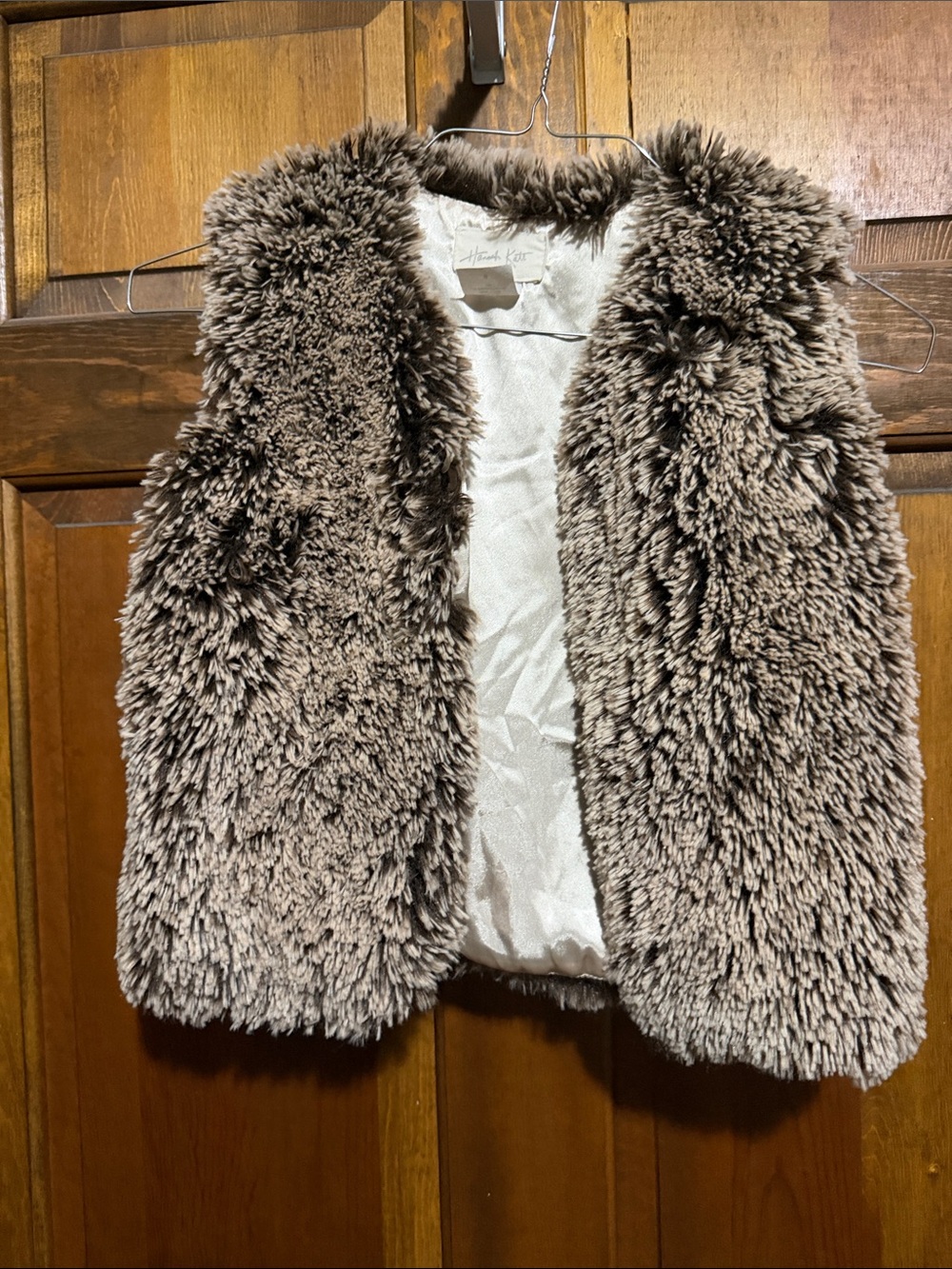 Hannah Kate Plush Faux Fur Kids Vest - Brown size 6 girls